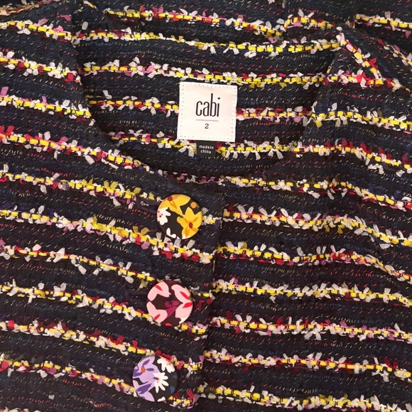 CABI Headline Topper Colorful Tweed Floral Belted Coat Preppy Style 5660 Size 2 - Picture 13 of 16